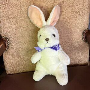 Logo Bear 1989 White Bunny Plush Vintage Stuffed Animal 8"